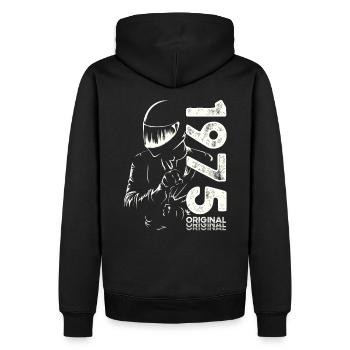 50ème Anniversaire Vintage 1975 Motard Motard - Sweat à capuche Premium bio Homme - noir - Dos - Nico (187cm)