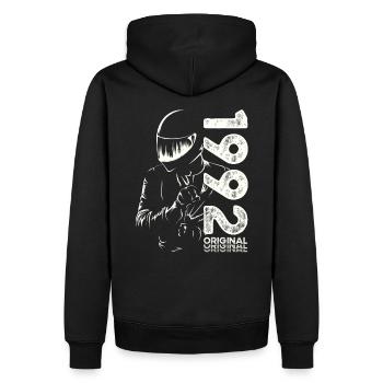32ème Anniversaire Vintage 1992 Motard Motard - Sweat à capuche Premium bio Homme - noir - Dos - Nico (187cm)