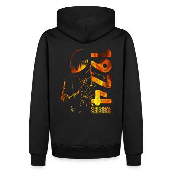 50ème Anniversaire Vintage 1974 Motard Motard - Sweat à capuche Premium bio Homme - noir - Dos - Nico (187cm)