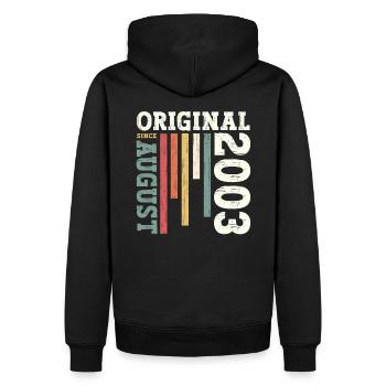 21. Geburtstag Original August 2003 Jahrgang 2003 - Männer Premium Bio Hoodie - Schwarz - Hinten - Nico (187cm)