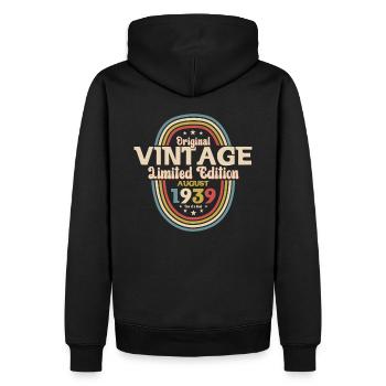 85e anniversaire Original août 1939 Né en 1939 - Sweat à capuche Premium bio Homme - noir - Dos - Nico (187cm)