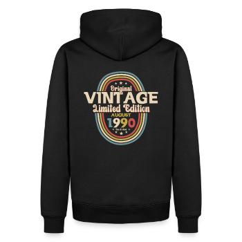 34ème Anniversaire Original Août 1990 Millésime 1990 - Sweat à capuche Premium bio Homme - noir - Dos - Nico (187cm)