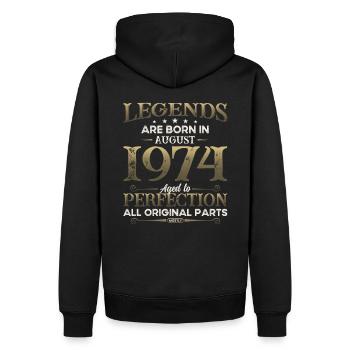50e anniversaire Original août 1974 Né en 1974 - Sweat à capuche Premium bio Homme - noir - Dos - Nico (187cm)