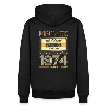 50e anniversaire Original août 1974 Né en 1974 - Sweat à capuche Premium bio Homme - noir - Dos - Nico (187cm)
