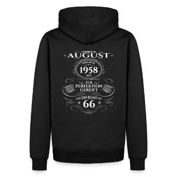 66. Geburtstag Baujahr 1958 Jahrgang 1958 Original - Männer Premium Bio Hoodie - Schwarz - Hinten - Nico (187cm)