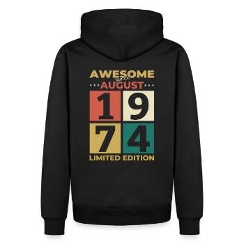 50e anniversaire Original août 1974 Né en 1974 - Sweat à capuche Premium bio Homme - noir - Dos - Nico (187cm)