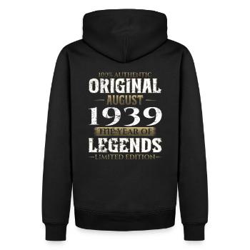 85e anniversaire Original août 1939 Né en 1939 - Sweat à capuche Premium bio Homme - noir - Dos - Nico (187cm)