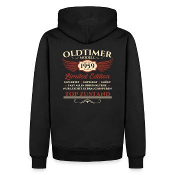65th Birthday Vintage Car August 1959 Year 1959 - Men’s Premium Organic Hoodie - black - Back - Nico (187cm)