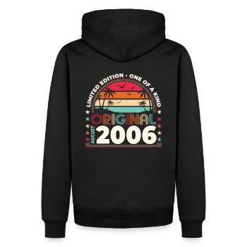 18ème anniversaire original août 2006, né en 2006 - Sweat à capuche Premium bio Homme - noir - Dos - Nico (187cm)