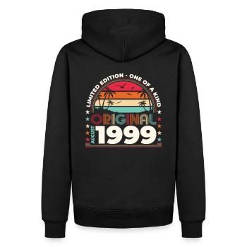 25ème anniversaire original août 1999 millésime 1999 - Sweat à capuche Premium bio Homme - noir - Dos - Nico (187cm)