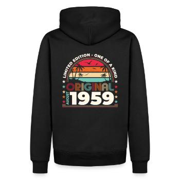 65th Birthday Original August 1959 Year 1959 - Men’s Premium Organic Hoodie - black - Back - Nico (187cm)