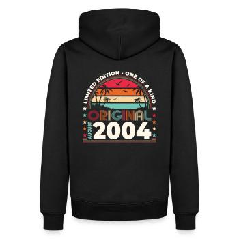 20ème Anniversaire Original Août 2004 Millésime 2004 - Sweat à capuche Premium bio Homme - noir - Dos - Nico (187cm)