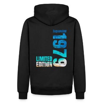 45e anniversaire Septembre 1979 Né en 1979 - Sweat à capuche Premium bio Homme - noir - Dos - Nico (187cm)