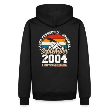20e anniversaire Original Septembre 2004 Volume 04 - Sweat à capuche Premium bio Homme - noir - Dos - Nico (187cm)
