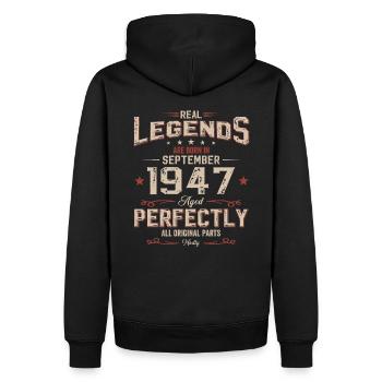 77e anniversaire Original septembre 1947 Volume 47 - Sweat à capuche Premium bio Homme - noir - Dos - Nico (187cm)