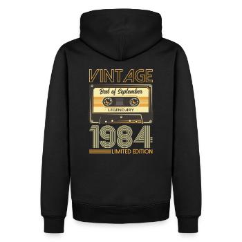 40ème Anniversaire Millésime Septembre 1984 Cru 84 - Sweat à capuche Premium bio Homme - noir - Dos - Nico (187cm)