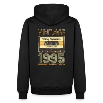 29ème Anniversaire Millésime Septembre 1995 Cru 95 - Sweat à capuche Premium bio Homme - noir - Dos - Nico (187cm)