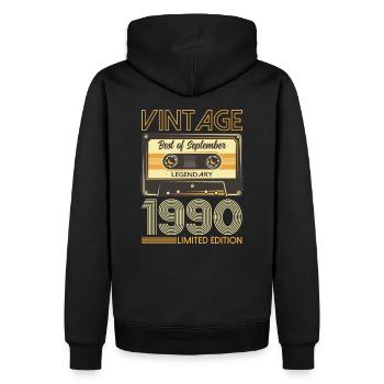 34. Geburtstag Original September 1990 Jahrgang 90 - Männer Premium Bio Hoodie - Schwarz - Hinten - Nico (187cm)