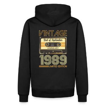 35ème Anniversaire Légende Septembre 1989 Millésime 89 - Sweat à capuche Premium bio Homme - noir - Dos - Nico (187cm)