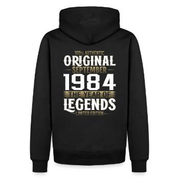 40ème Anniversaire Millésime Septembre 1984 Cru 84 - Sweat à capuche Premium bio Homme - noir - Dos - Nico (187cm)