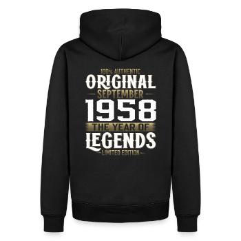 66ème Anniversaire Millésime Septembre 1958 Cru 58 - Sweat à capuche Premium bio Homme - noir - Dos - Nico (187cm)