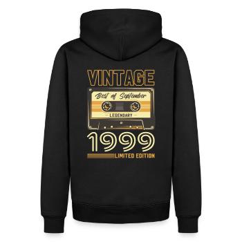 Cassette du 25e anniversaire septembre 1999 millésime 99 - Sweat à capuche Premium bio Homme - noir - Dos - Nico (187cm)