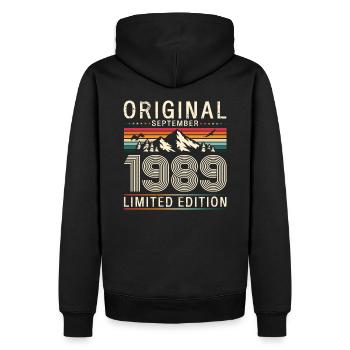 35ème Anniversaire Légende Septembre 1989 Millésime 89 - Sweat à capuche Premium bio Homme - noir - Dos - Nico (187cm)