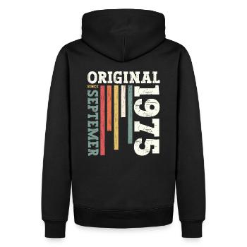 50. Geburtstag Vintage September 1975 Geschenkidee - Männer Premium Bio Hoodie - Schwarz - Hinten - Nico (187cm)