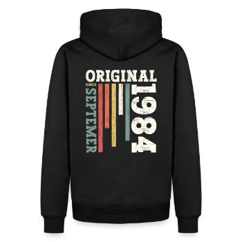 40e anniversaire Légende Septembre 1984 Volume 84 - Sweat à capuche Premium bio Homme - noir - Dos - Nico (187cm)