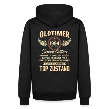 30ème Anniversaire Voiture Classique Septembre 1994 Millésime 94 - Sweat à capuche Premium bio Homme - noir - Dos - Nico (187cm)