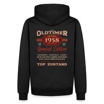 66. Geburtstag Oldtimer Oktober 1958 Jahrgang 58 - Männer Premium Bio Hoodie - Schwarz - Hinten - Nico (187cm)