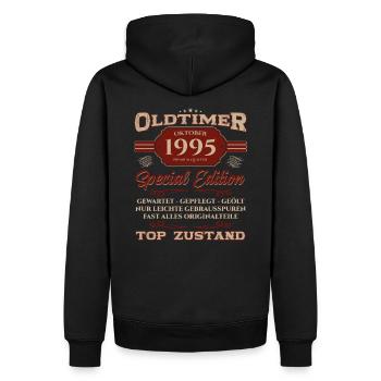 30. Geburtstag Oktober Oldtimer 1995 Jahrgang - Männer Premium Bio Hoodie - Schwarz - Hinten - Nico (187cm)