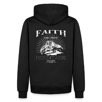 La foi peut déplacer des montagnes, Matthieu 17:20 - Sweat à capuche Premium bio Homme - noir - Dos - Nico (187cm)