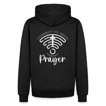 Connectez-vous à Jésus, le mot de passe est la prière - Sweat à capuche Premium bio Homme - noir - Dos - Nico (187cm)