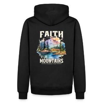 Faith can move Mountains, Matthew 17:20 - Männer Premium Bio Hoodie - Schwarz - Hinten - Nico (187cm)