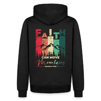 Faith can move Mountains, christliches Geschenk. - Männer Premium Bio Hoodie - Schwarz - Hinten - Nico (187cm)