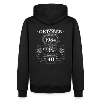 40. Geburtstag Original Oktober 1984 Jahrgang 84 - Männer Premium Bio Hoodie - Schwarz - Hinten - Nico (187cm)