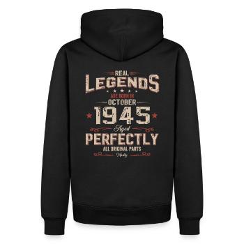 80e anniversaire Légende Octobre 1945 Volume 45 - Sweat à capuche Premium bio Homme - noir - Dos - Nico (187cm)