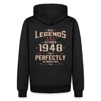 76th Birthday Legend October 1948 Volume 48 - Men’s Premium Organic Hoodie - black - Back - Nico (187cm)