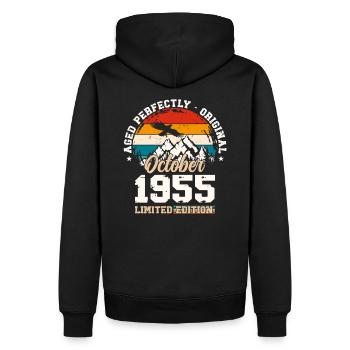 70. Geburtstag Legende Oktober 1955 Jahrgang 55 - Männer Premium Bio Hoodie - Schwarz - Hinten - Nico (187cm)