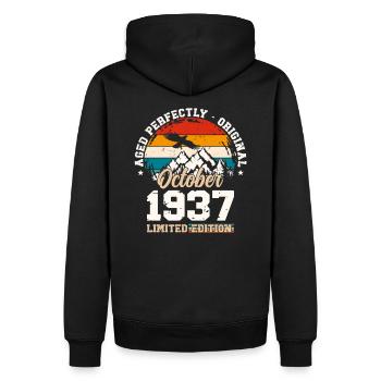 87e anniversaire Légende Octobre 1937 Volume 37 - Sweat à capuche Premium bio Homme - noir - Dos - Nico (187cm)