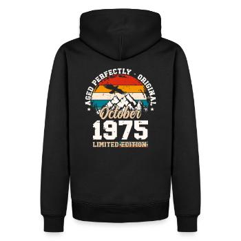 50. Geburtstag Vintage Oktober 1975 Geschenkidee - Männer Premium Bio Hoodie - Schwarz - Hinten - Nico (187cm)