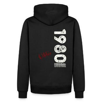 44ème Anniversaire Légende Octobre 1980 Vintage 80's - Sweat à capuche Premium bio Homme - noir - Dos - Nico (187cm)
