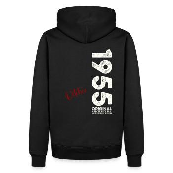 70. Geburtstag Legende Oktober 1955 Jahrgang 55 - Männer Premium Bio Hoodie - Schwarz - Hinten - Nico (187cm)