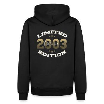 21e anniversaire Original Legend 2003 03 octobre - Sweat à capuche Premium bio Homme - noir - Dos - Nico (187cm)