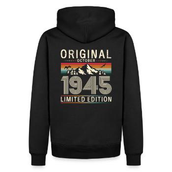 80e anniversaire Légende Octobre 1945 Volume 45 - Sweat à capuche Premium bio Homme - noir - Dos - Nico (187cm)