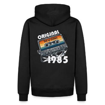 40ème Anniversaire Millésime Octobre 1985 Cassette 85 - Sweat à capuche Premium bio Homme - noir - Dos - Nico (187cm)