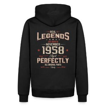 66e anniversaire Légende Novembre 1958 Volume 58 - Sweat à capuche Premium bio Homme - noir - Dos - Nico (187cm)
