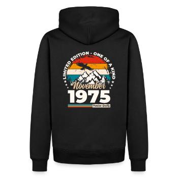 50th Birthday Original November 1975 Volume 75 - Men’s Premium Organic Hoodie - black - Back - Nico (187cm)