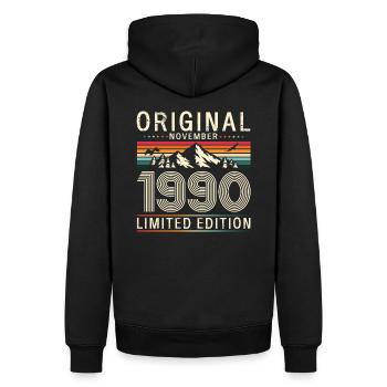 35e anniversaire Légende Novembre 1990 Volume 90 - Sweat à capuche Premium bio Homme - noir - Dos - Nico (187cm)